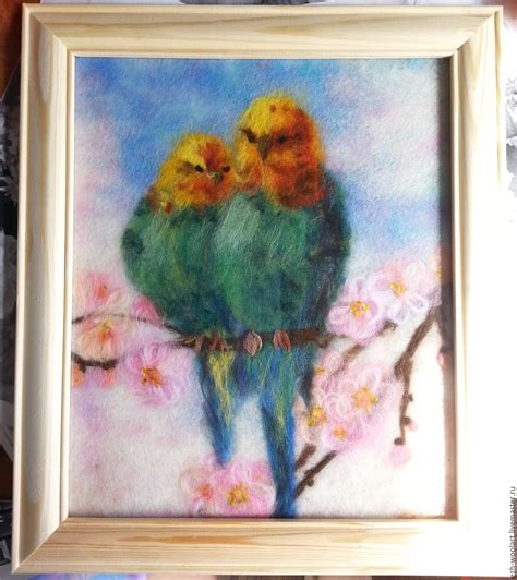 Картина шерстью Весна Неразлучников – заказать на Ярмарке Мастеров ...