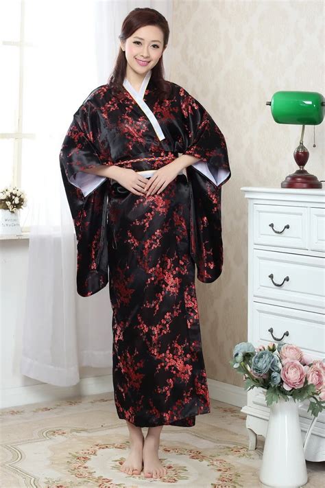 Buy Free Shipping Vintage Japanese Womens Silk Satin Kimono Yukata Evening