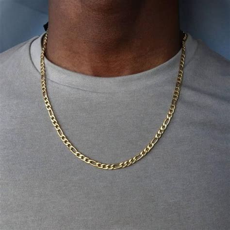 Gold Figaro Chain 18k Gold Plated Figaro Necklace Figaro Etsy Mens