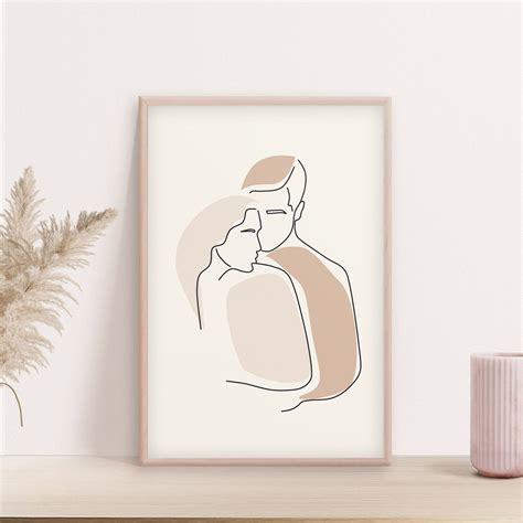 Minimalist Love Art Couple Line Art Abstract Shapes Print Etsy