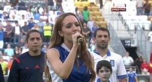 Watch Kalomira Singing The Greek Anthem Before The Match Against