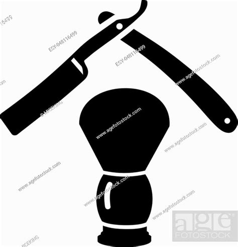 Barbershop Razor And Shaving Brush Stock Vector Vector And Low Budget