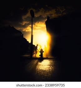 Sunset Photo Steamy Hot City Street Ai Generated Image