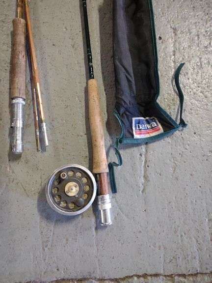 Vintage Diawa Fly Fishing Rod And Reel Plus Orient Split Cane Rod In