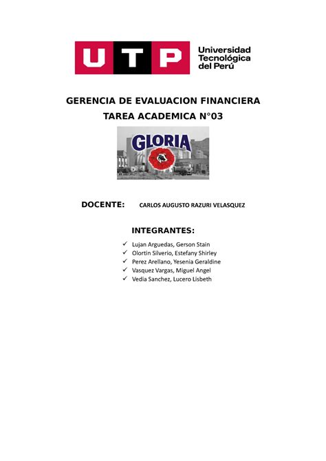 Tarea Acad Mica Gerencia De Evaluacion Financiera Tarea Academica N