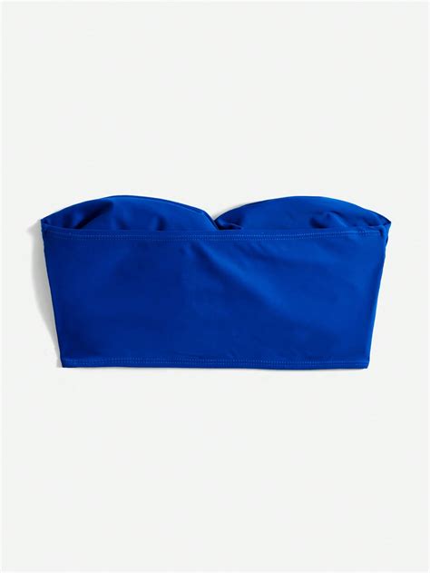 Solid Twist Front Bandeau Bikini Top Shein Usa