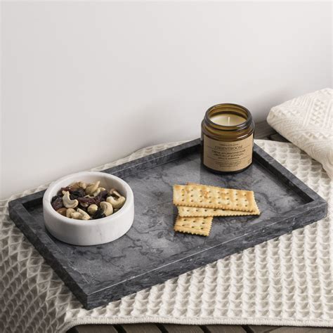 Мраморный поднос кухонный декоративный, темно-серый, 30*18,5 см ...