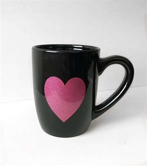 Pink Glitter Heart Coffee Mug Pink Heart Coffee Mug