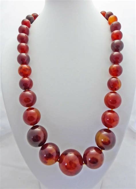 Antique Faturan Cherry Amber Bakelite Bead Necklace S Gem