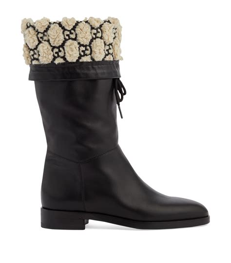 Gucci Gg Shearling Effect Knee High Boots Harrods It