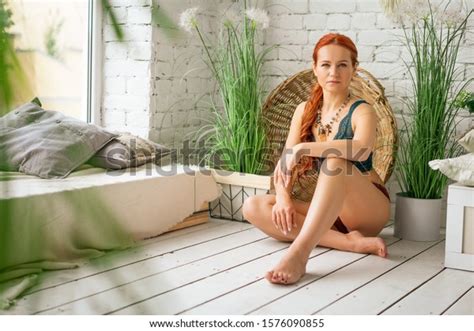 Beautiful Redhead Woman Lingerie Posing Stock Photo Shutterstock