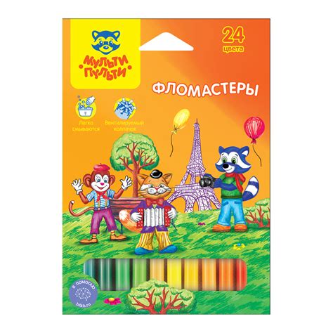 Фломастеры МуЛьти-ПуЛьти Енот во Франции 24 цвета смываемые купить по ...