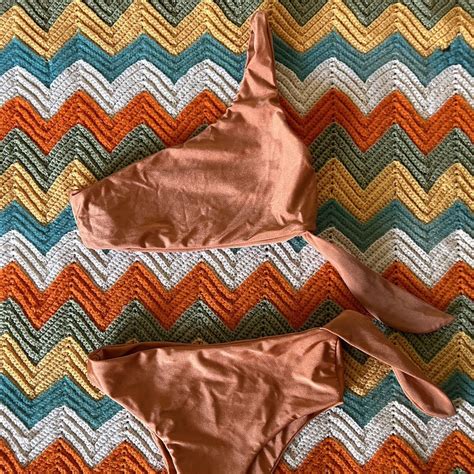 Burnt Orange High Waisted Bikini Swimsuit Size XS Depop