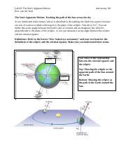 02a Naked Eye Astronomy Docx Lab 02 The Sun S Apparent Motion Prof Van Der Veen Astronomy