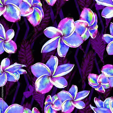 Seamless Floral Tropical Pattern Hand Painted Watercolor Exotic