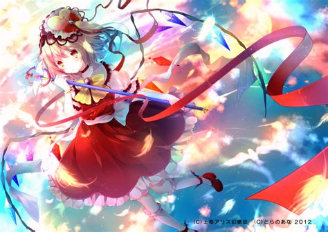 Safebooru Blonde Hair Feathers Flandre Scarlet Hair Ornament Holding Light Particles Magical