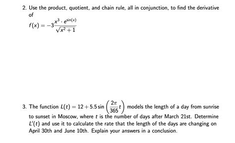 Solved Use The Product Quotient And Chain Rule All In Chegg