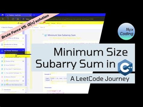 Minimum Size Subarray Sum In C A LeetCode Journey YouTube