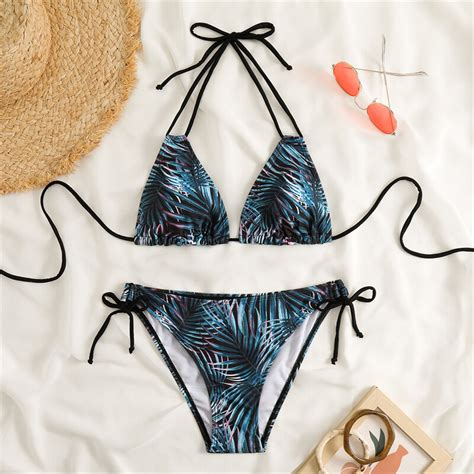 Sexy String Bikini Women Floral Trikini Swimsuit Female Brazilian Swimwear Printed Bathing