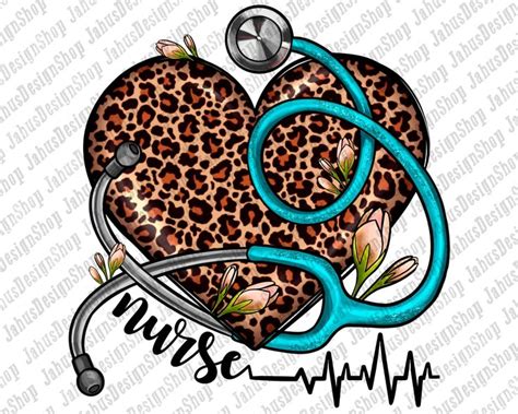 Western Nurse Leopard Heart Png Sublimation Design Nurse Png Nurse