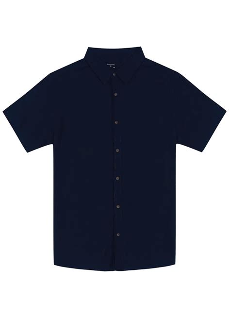 Camisa Masculina Em Viscose Azul Diametro