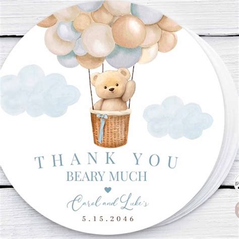 Editable Teddy Bear Hot Air Balloon Bear Theme Baby Shower Etsy
