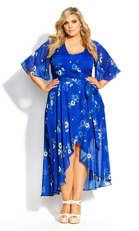 Blue Floral Wrap Maxi Dress Evans