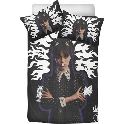 Housse De Couette Mercredi Addams Parure De Lit 3 Pièces Housse De