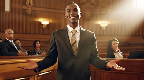 Premium Photo | Lawyer black man in court room presents side interests ...