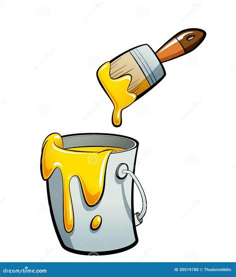 Cartoon Yellow Color Paint in a Paint Bucket Painting with Paint Stock Illustration ...