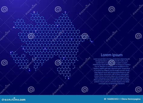 Azerbeidzjan Kaart Van Futuristische Hexagonale Vormen Lijnen Punten