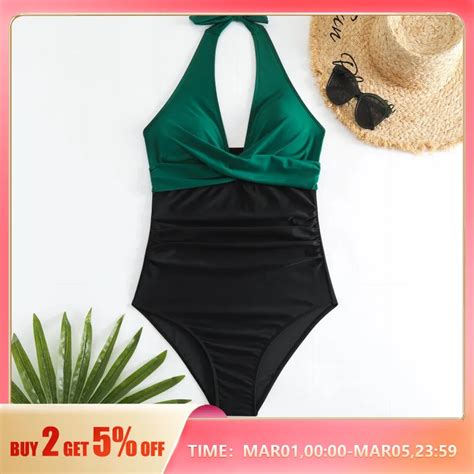 Stylish One Piece Bikini Sexy Color Block All In One Beautiful Swimsuit