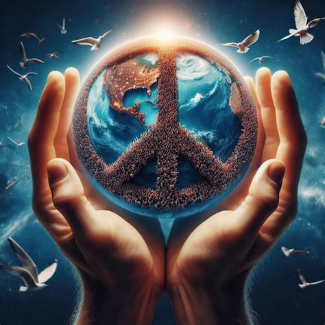 Image In Which All Humanity On Earth Lives In Peace Peace Around The World Earth Day Concept