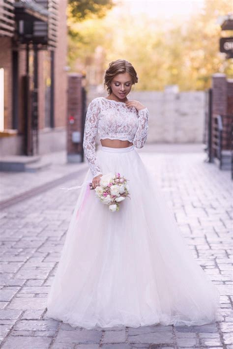 Two Piece Wedding Dress Lace Wedding Dress Bridal Separates Etsy