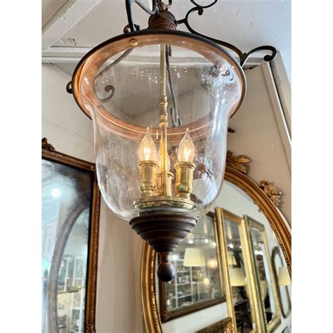 Vintage 1980s Hinkley Glass And Brass Lantern Chandelier Chairish