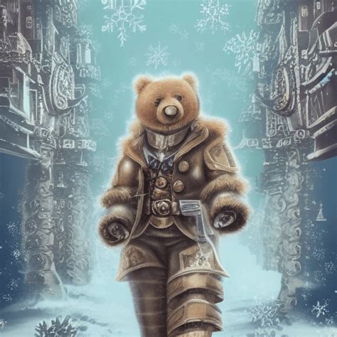 Futuristic Steampunk Polar Bear 4d Graphic · Creative Fabrica