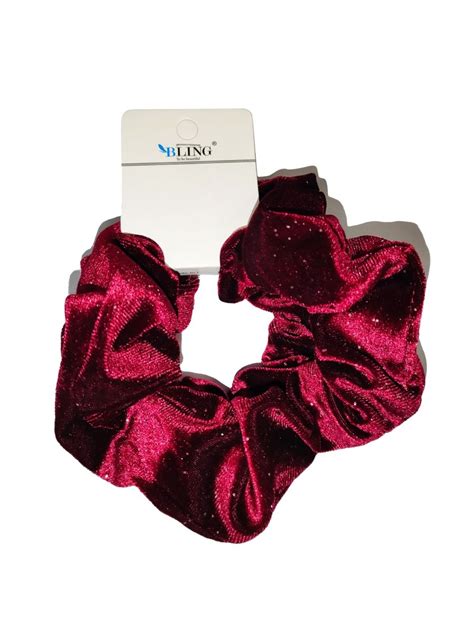 Bling Welurowa gumka do włosów scrunchie 2szt ze srebrnymi