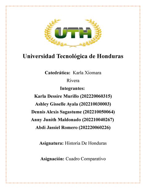 Cuadro Comparativo Historia De Honduras Universidad Tecnol Gica The