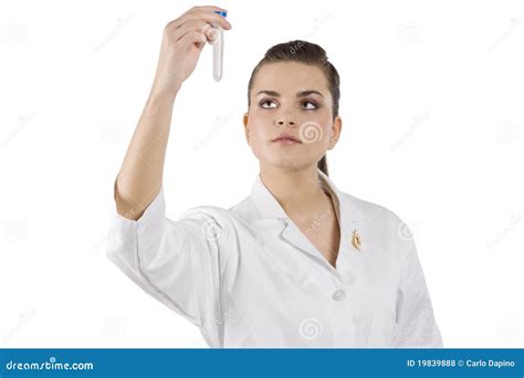 Brunette Doctor Testing Stock Photo Image Of Adult Girl 19839888