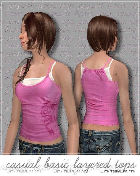 Mod The Sims Casual Layered Printed Tops Casual Layers Layered Tops Sims 2 Bruno Casual