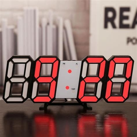 HORLOGE PENDULE Black Red Espagne Horloge alarme numérique Led