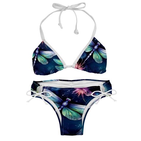 Dragonfly Detachable Sponge Adjustable Strap Bikini Set Two Pack For