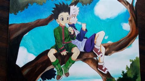 Draw Gon And Killua Hunter X Hunter Drawing Gon And Killua Seatting