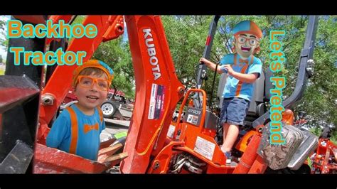 BLIPPI DRESSED TODDLER Pretend PLay with Backhoe Tractor 4K | Blippi's ...