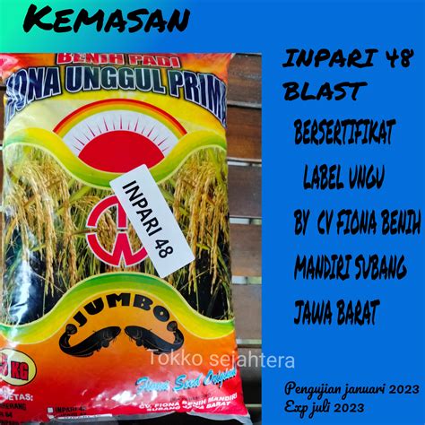 Bibit Benih Padi Inpari 48 Blast 5kg Sertifikasi Label Ungu Lazada