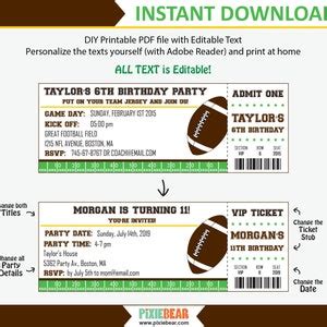 Football Invitation Football Ticket Invitation Football - Etsy