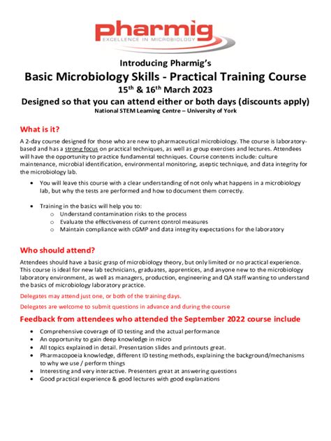 Fillable Online Introducing Pharmigs Basic Microbiology Skills