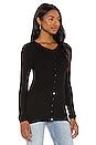 Enza Costa Silk Rib Fitted Long Sleeve Cardigan In Black REVOLVE