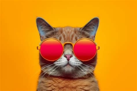 Premium Photo Closeup Portrait Of Funny Cat Wearing Sunglasses