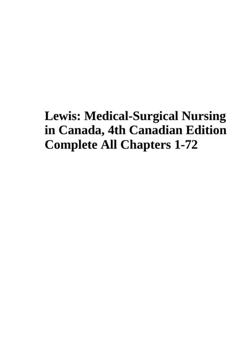Medical Surgical Nursing In Canadian 2nd Edition